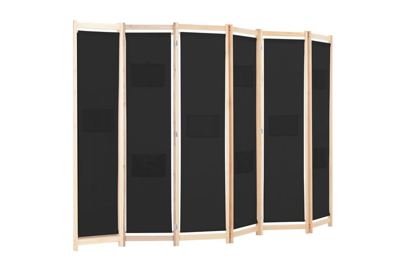 6-Panels Rumdeler 240 X 170 X 4 Cm Stof Sort - Sort - Boligtilbehør - Rumdelere - Skærmvæg