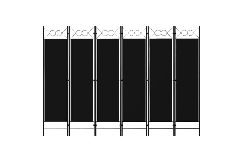6-Panels Rumdeler 240x180 cm Sort - Boligtilbehør - Rumdelere - Skærmvæg