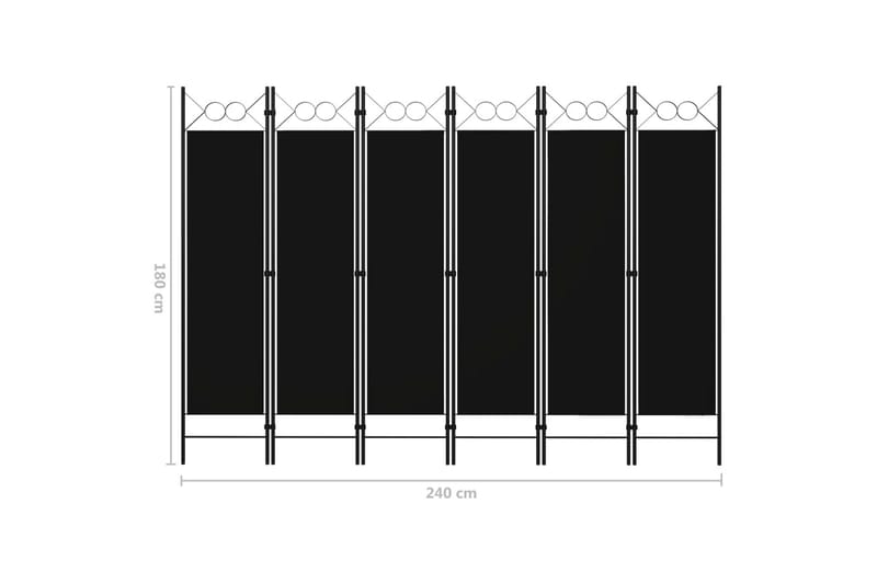 6-Panels Rumdeler 240x180 cm Sort - Boligtilbehør - Rumdelere - Skærmvæg