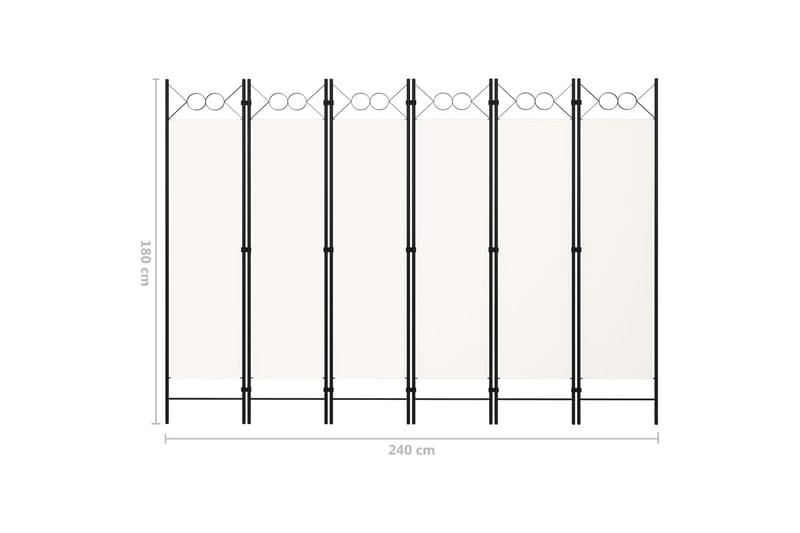 6-Panels Rumdeler 240x180 cm Hvid - Boligtilbehør - Rumdelere - Skærmvæg