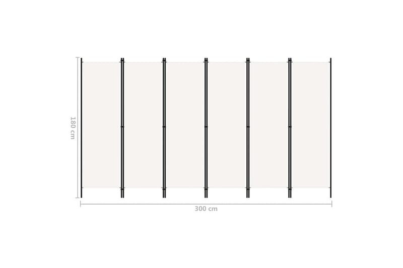 6-Panels Rumdeler 300 x 180 cm Hvid - Foldeskærm - Rumdelere