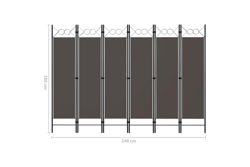 6-Panels Rumdeler 240 x 180 cm Antracitgrå - Boligtilbehør - Rumdelere - Skærmvæg