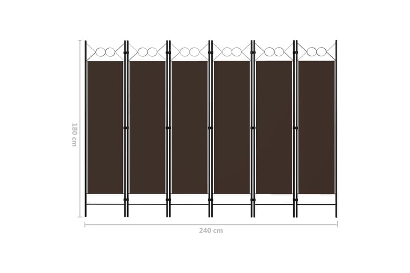 6-Panels Rumdeler 240x180 cm Brun - Boligtilbehør - Rumdelere - Skærmvæg