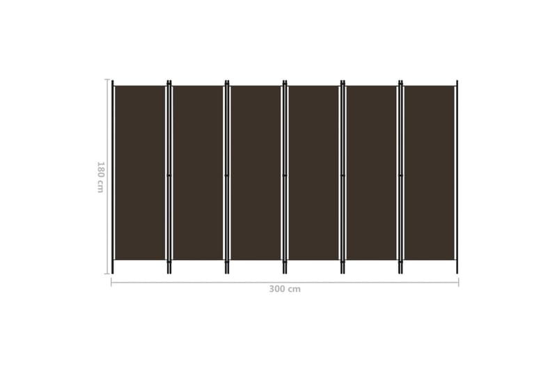 6-Panels Rumdeler 300 x 180 cm Brun - Boligtilbehør - Rumdelere - Skærmvæg