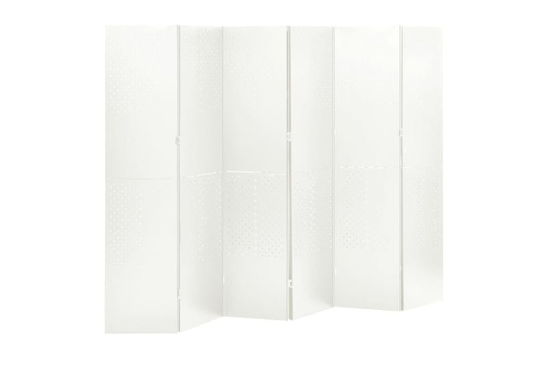 6-panels rumdeler 240x180 cm stål hvid - Hvid - Foldeskærm - Rumdelere