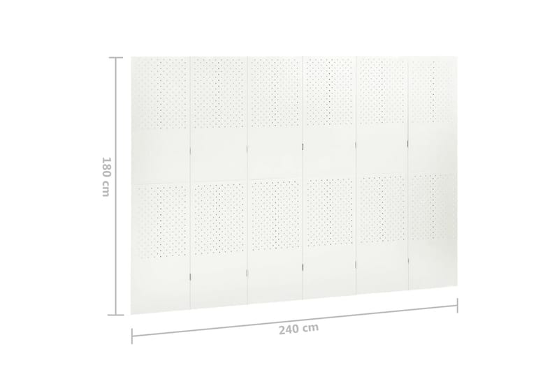 6-panels rumdelere 2 stk. 240x180 cm stål hvid - Hvid - Foldeskærm - Rumdelere