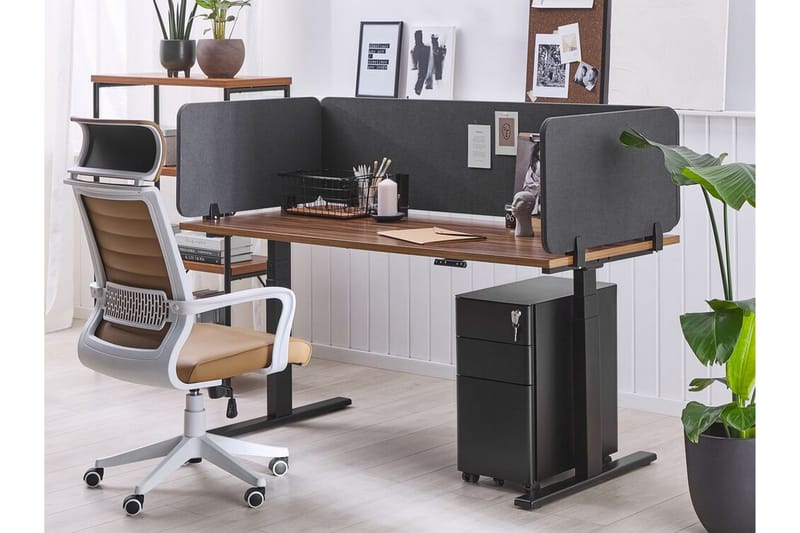 Afskærming til skrivebord 180x40 cm grå WALLY - Grå - Bordtilbehør - Afskærmning skrivebord - Rumdelere