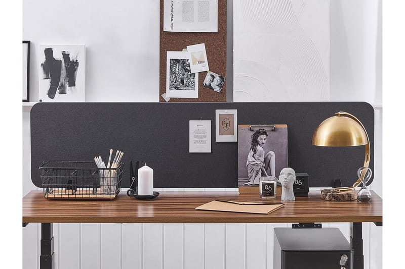 Afskærmning til skrivebord 160x40 cm grå WALLY - Grå - Boligtilbehør - Rumdelere - Afskærmning skrivebord