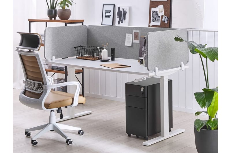 Afskræming til skrivebord 160x40 cm grå WALLY - Grå - Bordtilbehør - Afskærmning skrivebord - Rumdelere