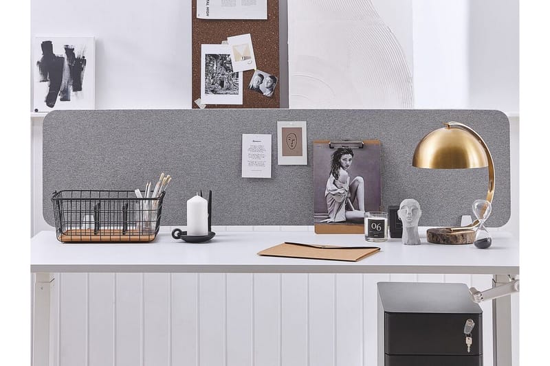 Afskræming til skrivebord 160x40 cm grå WALLY - Grå - Boligtilbehør - Rumdelere - Afskærmning skrivebord