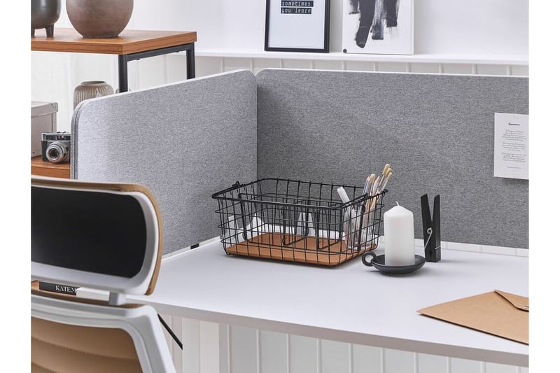 Afskræming til skrivebord 180x40 cm grå WALLY - Grå - Bordtilbehør - Rumdelere - Afskærmning skrivebord