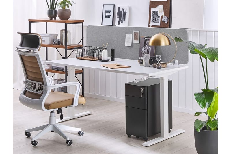 Afskræming til skrivebord 180x40 cm grå WALLY - Grå - Bordtilbehør - Rumdelere - Afskærmning skrivebord