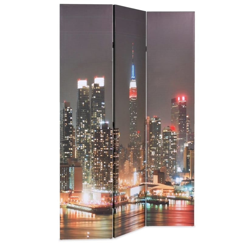 Foldbar Rumdeler 120 X 170 Cm New York By Night - Flerfarvet - Foldeskærm - Rumdelere