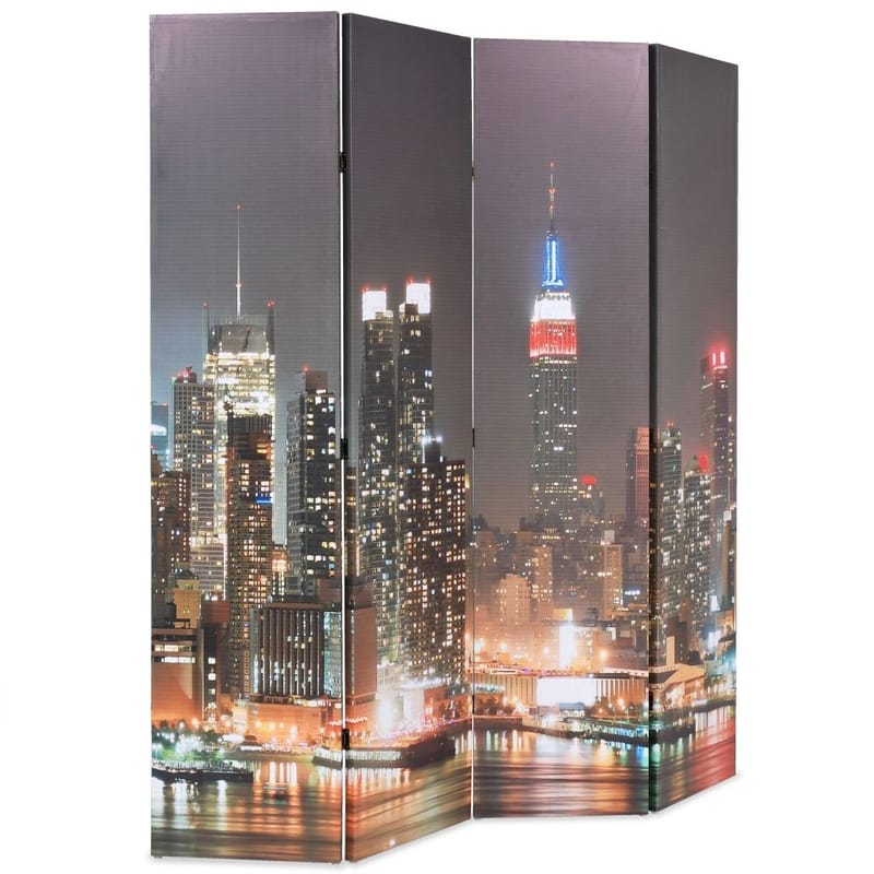 Foldbar Rumdeler 160 X 170 Cm New York By Night - Flerfarvet - Boligtilbehør - Rumdelere - Foldeskærm