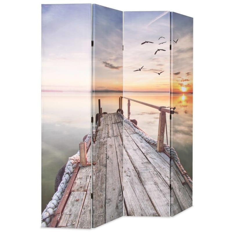 Foldbar Rumdeler 160 X 170 Cm Sømotiv - Flerfarvet - Boligtilbehør - Rumdelere - Foldeskærm
