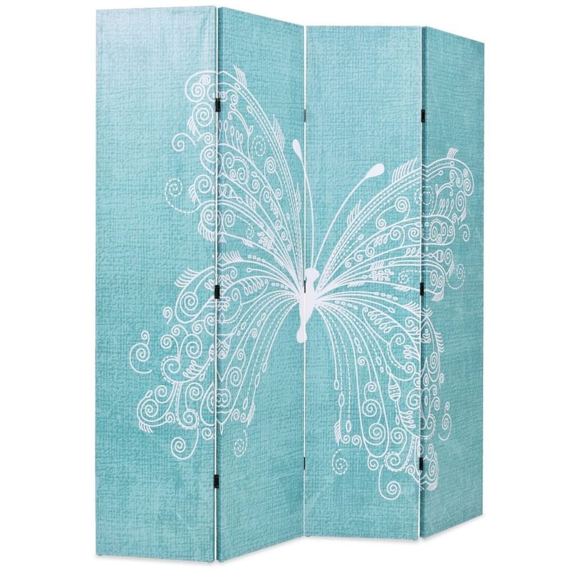 Foldbar Rumdeler 160 X 170 Cm Sommerfugl Blå - Blå - Boligtilbehør - Rumdelere - Foldeskærm