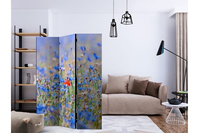Rumdeler A Sky-Colored Meadow - Cornflowers 135x172 cm - Artgeist sp. z o. o. - Boligtilbehør - Rumdelere - Foldeskærm