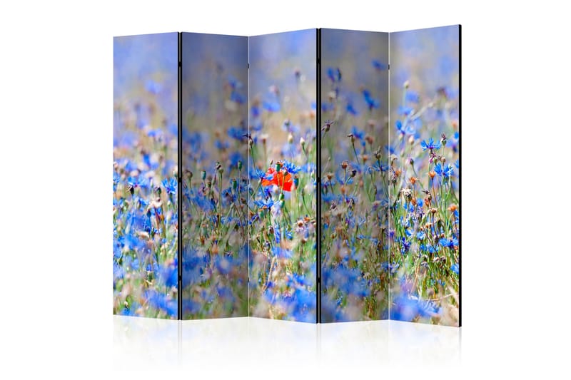 Rumdeler A Sky-Colored Meadow - Cornflowers II 225x172 cm - Artgeist sp. z o. o. - Boligtilbehør - Rumdelere - Foldeskærm