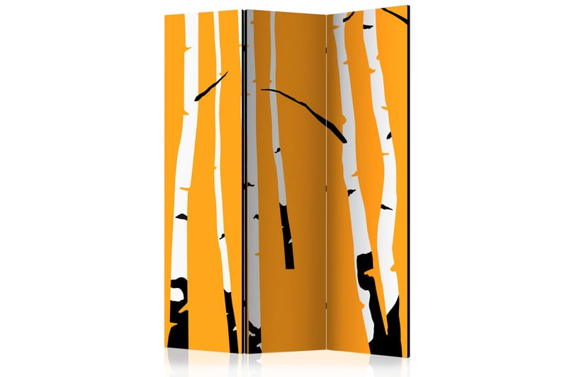 Rumdeler Birches on the Orange Background 135x172 cm - Artgeist sp. z o. o. - Foldeskærm - Rumdelere