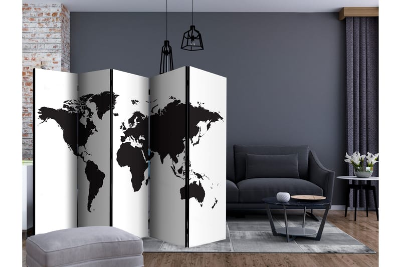 Rumdeler - Black & White World II 225x172 - Artgeist sp. z o. o. - Boligtilbehør - Rumdelere - Foldeskærm