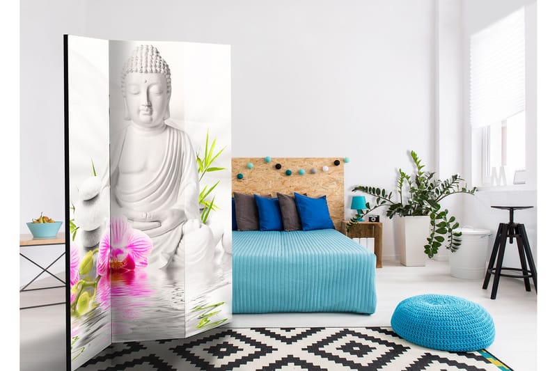Rumdeler Buddha And Orchids 135x172 - Artgeist sp. z o. o. - Boligtilbehør - Rumdelere - Foldeskærm