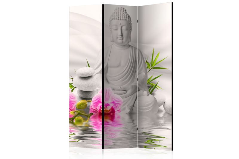 Rumdeler Buddha And Orchids 135x172 - Artgeist sp. z o. o. - Boligtilbehør - Rumdelere - Foldeskærm