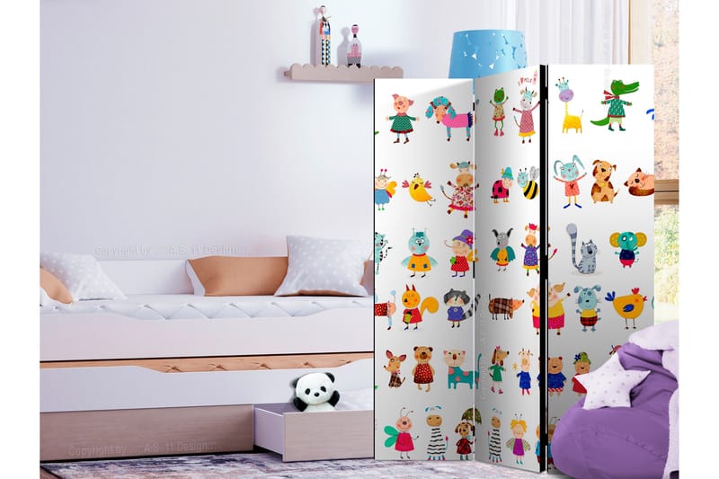 Rumdeler Cartoon Pets 135x172 - Artgeist sp. z o. o. - Boligtilbehør - Rumdelere - Foldeskærm