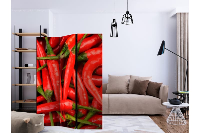 Rumdeler Chili Pepper - Background 135x172 cm - Artgeist sp. z o. o. - Foldeskærm - Rumdelere