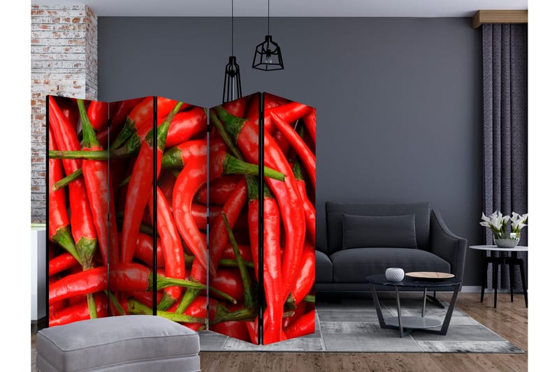 Rumdeler Chili Pepper - Background II 225x172 cm - Artgeist sp. z o. o. - Foldeskærm - Rumdelere