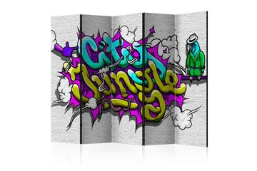 Rumdeler - City Jungle - graffiti II 225x172 - Artgeist sp. z o. o. - Boligtilbehør - Rumdelere - Foldeskærm