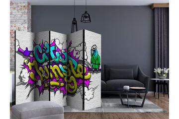 Rumdeler - City Jungle - graffiti II 225x172 - Artgeist sp. z o. o. - Boligtilbehør - Rumdelere - Foldeskærm