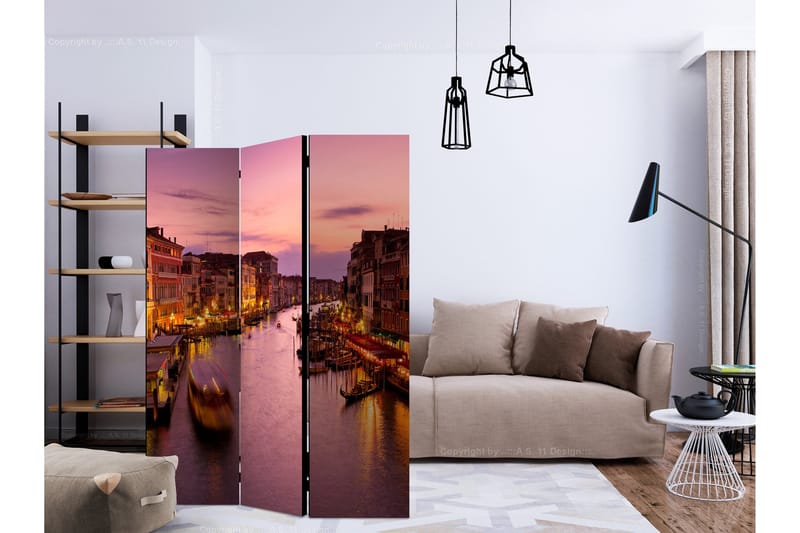 Rumdeler City of Lovers, Venice by Night 135x172 cm - Artgeist sp. z o. o. - Boligtilbehør - Rumdelere - Foldeskærm