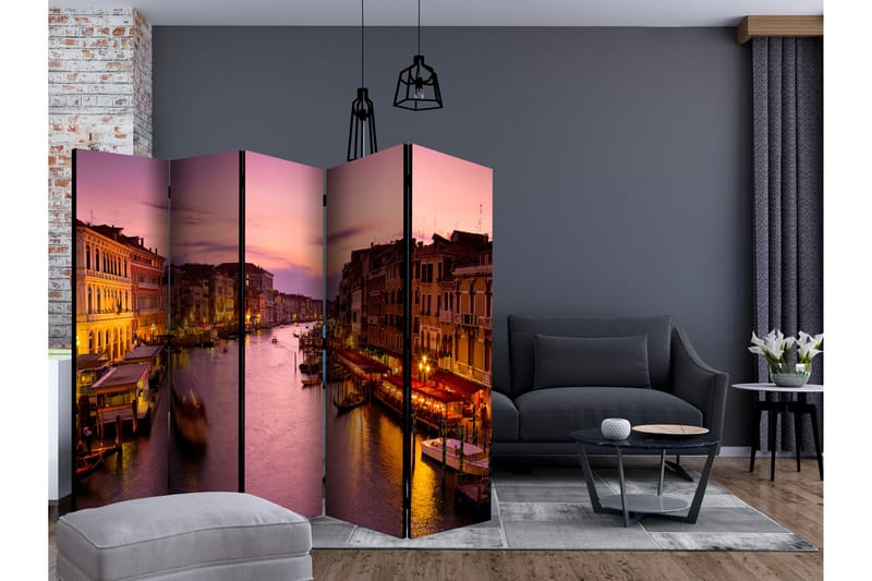 Rumdeler City of Lovers, Venice by Night II 225x172 cm - Artgeist sp. z o. o. - Boligtilbehør - Rumdelere - Foldeskærm