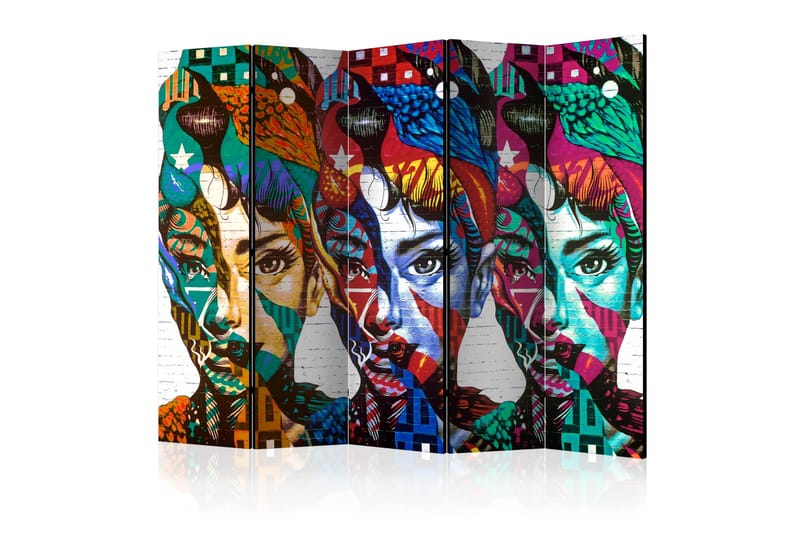 Rumdeler - Colorful Faces II 225x172 - Artgeist sp. z o. o. - Boligtilbehør - Rumdelere - Foldeskærm