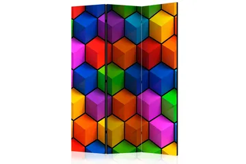 Rumdeler Colorful Geometric Boxes 135x172 cm - Artgeist sp. z o. o. - Boligtilbehør - Rumdelere - Foldeskærm