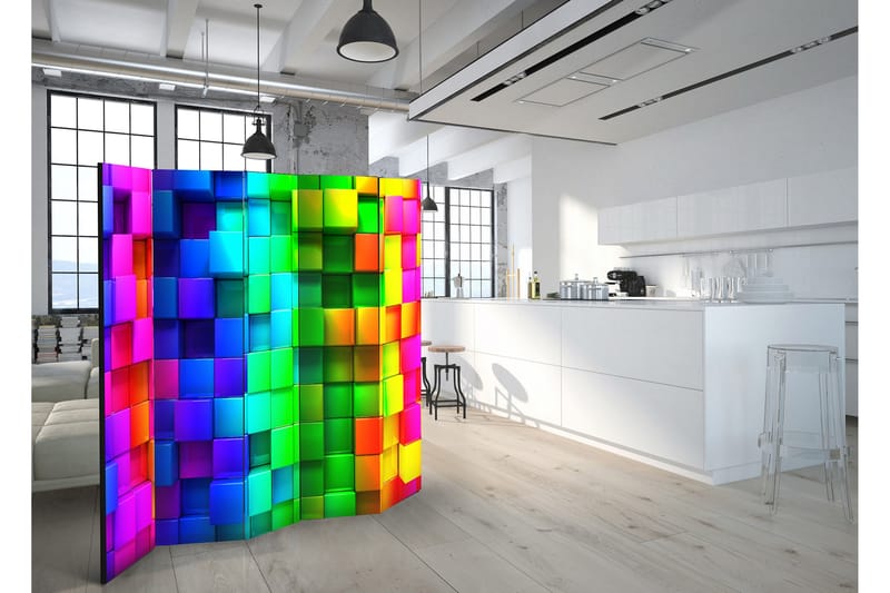 Rumdeler Colourful Cubes 225x172 - Artgeist sp. z o. o. - Foldeskærm - Rumdelere