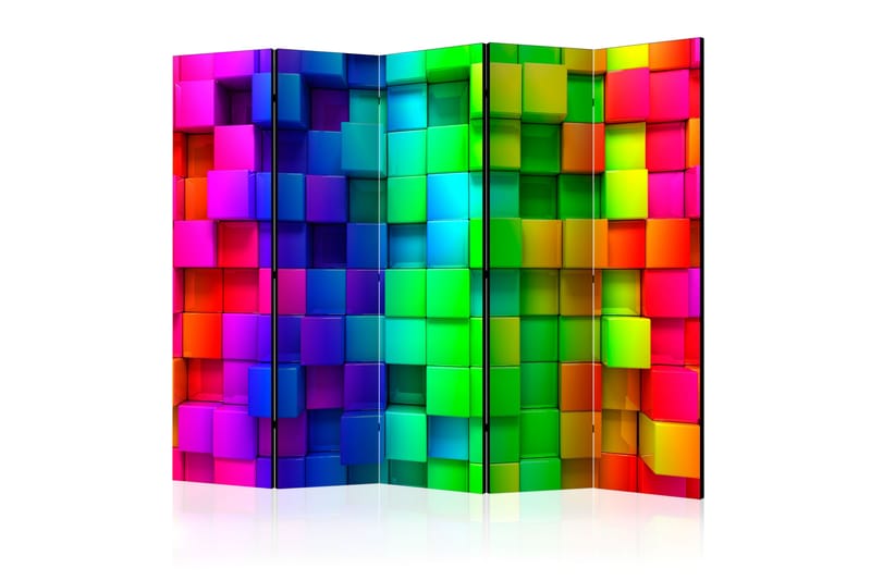 Rumdeler Colourful Cubes 225x172 - Artgeist sp. z o. o. - Boligtilbehør - Rumdelere - Foldeskærm