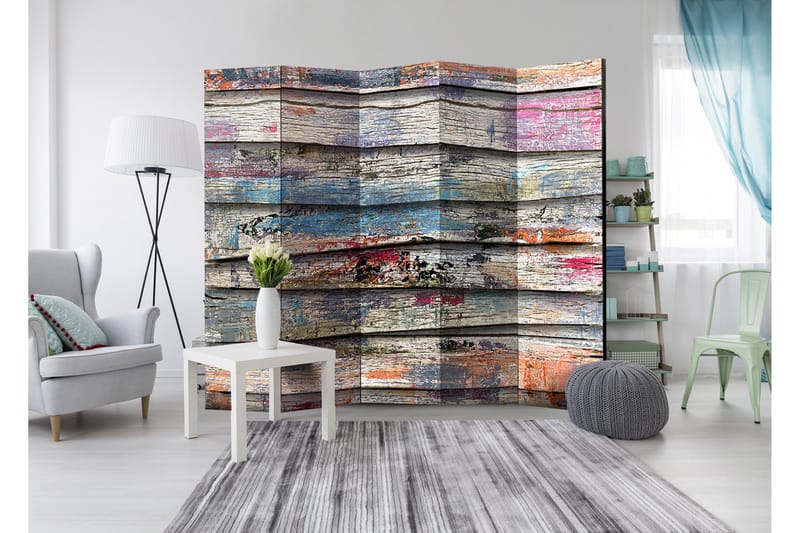 Rumdeler Colourful Wood 225x172 - Artgeist sp. z o. o. - Boligtilbehør - Rumdelere - Foldeskærm