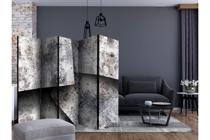 Rumdeler - Concrete cards II 225x172 - Artgeist sp. z o. o. - Boligtilbehør - Rumdelere - Foldeskærm