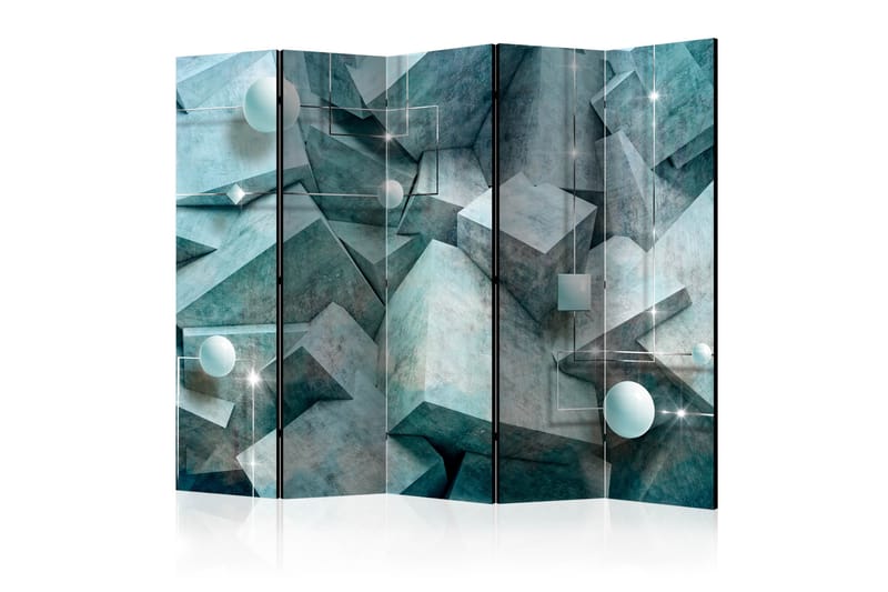 Rumdeler Concrete Cubes Green II 225x172 cm - Artgeist sp. z o. o. - Foldeskærm - Rumdelere