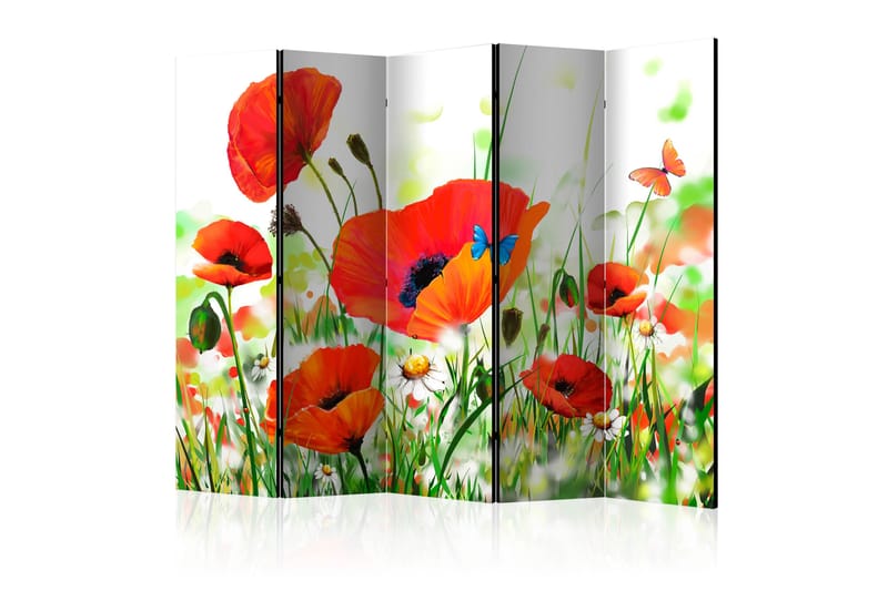 Rumdeler Country Poppies II 225x172 cm - Artgeist sp. z o. o. - Foldeskærm - Rumdelere