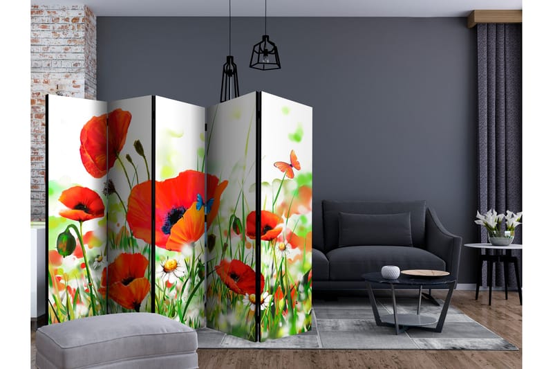 Rumdeler Country Poppies II 225x172 cm - Artgeist sp. z o. o. - Foldeskærm - Rumdelere