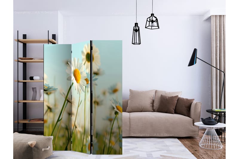 Rumdeler Daisies - Spring Meadow 135x172 cm - Artgeist sp. z o. o. - Boligtilbehør - Rumdelere - Foldeskærm