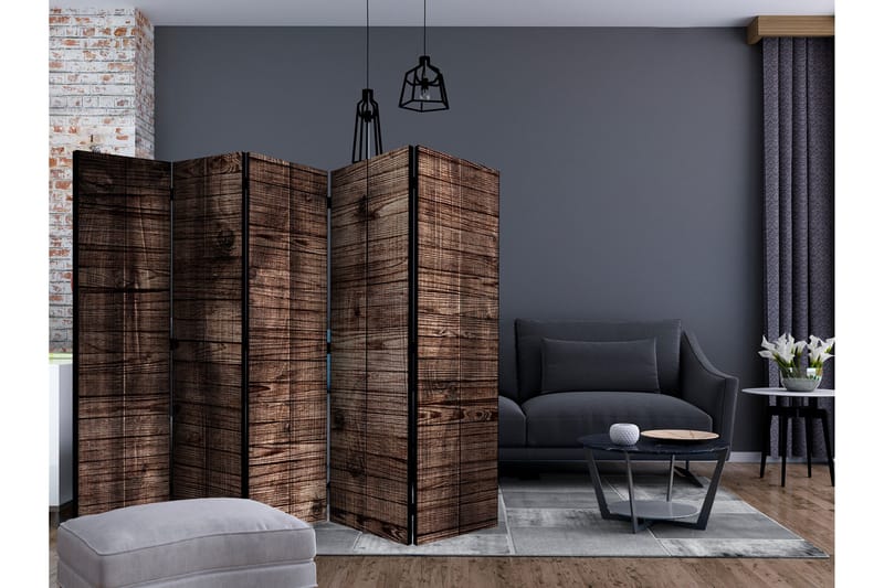 Rumdeler Dark Brown Boards II 225x172 cm - Artgeist sp. z o. o. - Boligtilbehør - Rumdelere - Foldeskærm