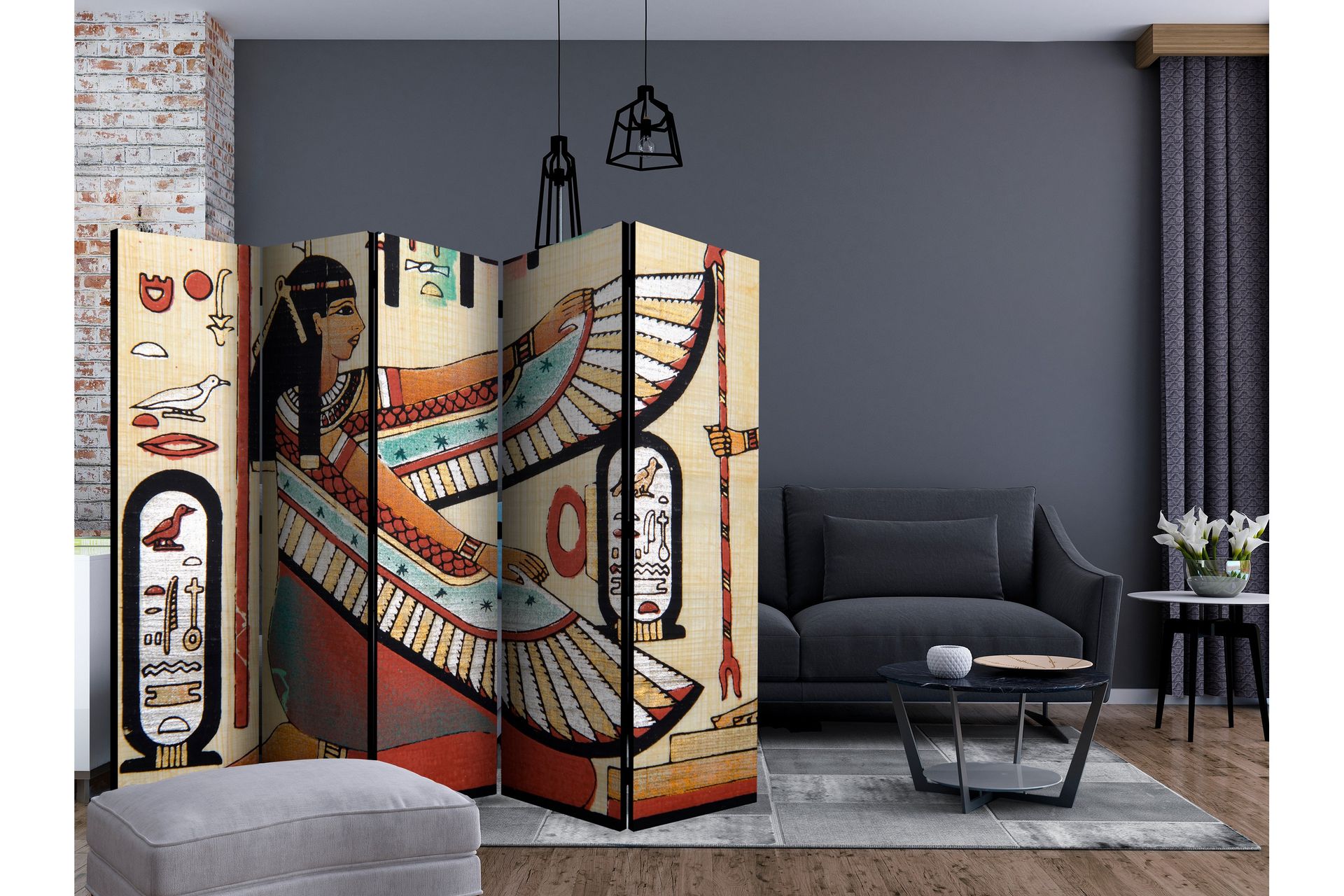 Rumdeler - Egyptian motif II 225x172 - Artgeist sp. z o. o. - Boligtilbehør - Rumdelere - Foldeskærm