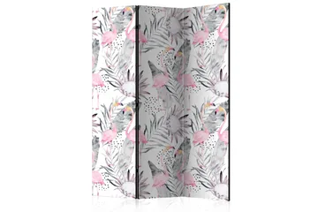 Rumdeler Flamingos and Twigs 135x172 cm - Artgeist sp. z o. o. - Boligtilbehør - Rumdelere - Foldeskærm