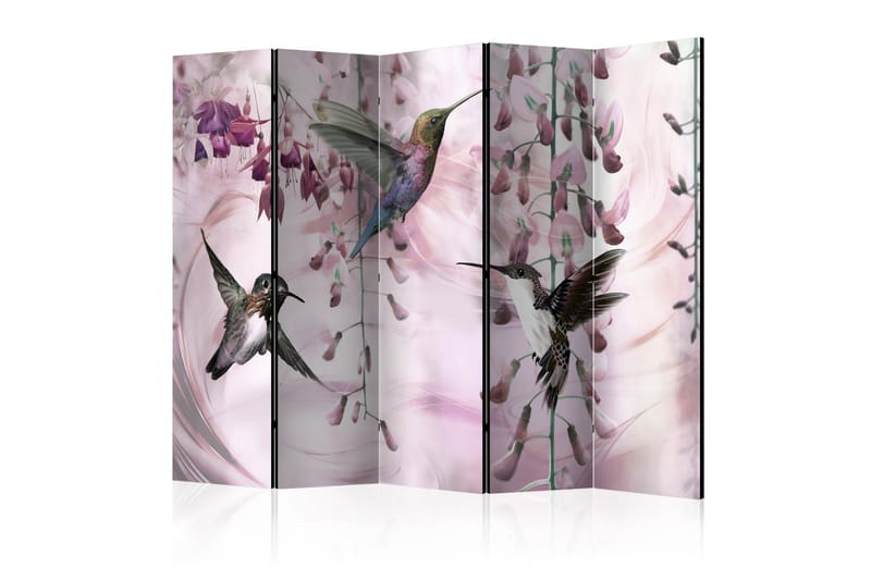 Rumdeler Flying Hummingbirds Pink II 225x172 cm - Artgeist sp. z o. o. - Foldeskærm - Rumdelere