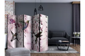 Rumdeler Flying Hummingbirds Pink II 225x172 cm - Artgeist sp. z o. o. - Boligtilbehør - Rumdelere - Foldeskærm