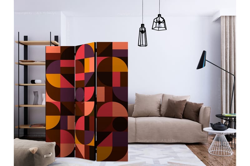 Rumdeler Geometric Mosaic Red 135x172 cm - Artgeist sp. z o. o. - Boligtilbehør - Rumdelere - Foldeskærm