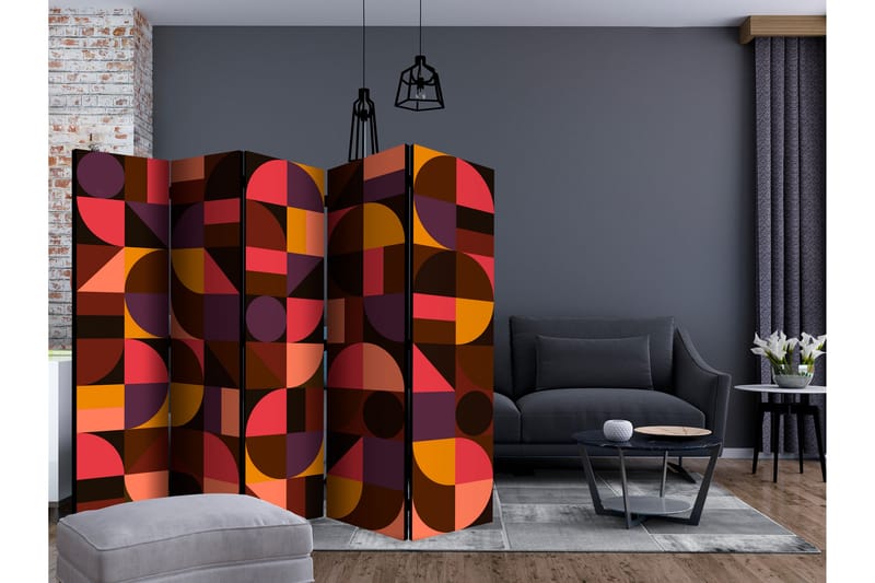 Rumdeler Geometric Mosaic Red II 225x172 cm - Artgeist sp. z o. o. - Foldeskærm - Rumdelere
